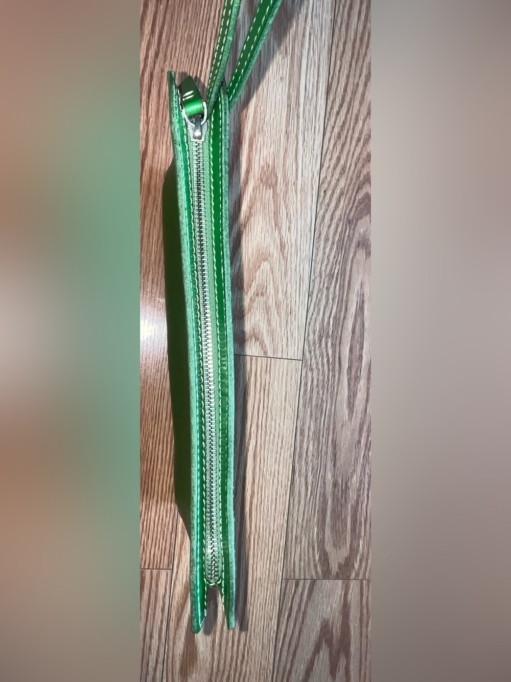 kate spade Emerald Green Leather Pouch Wallet wristlet strap - Picture 12 of 16